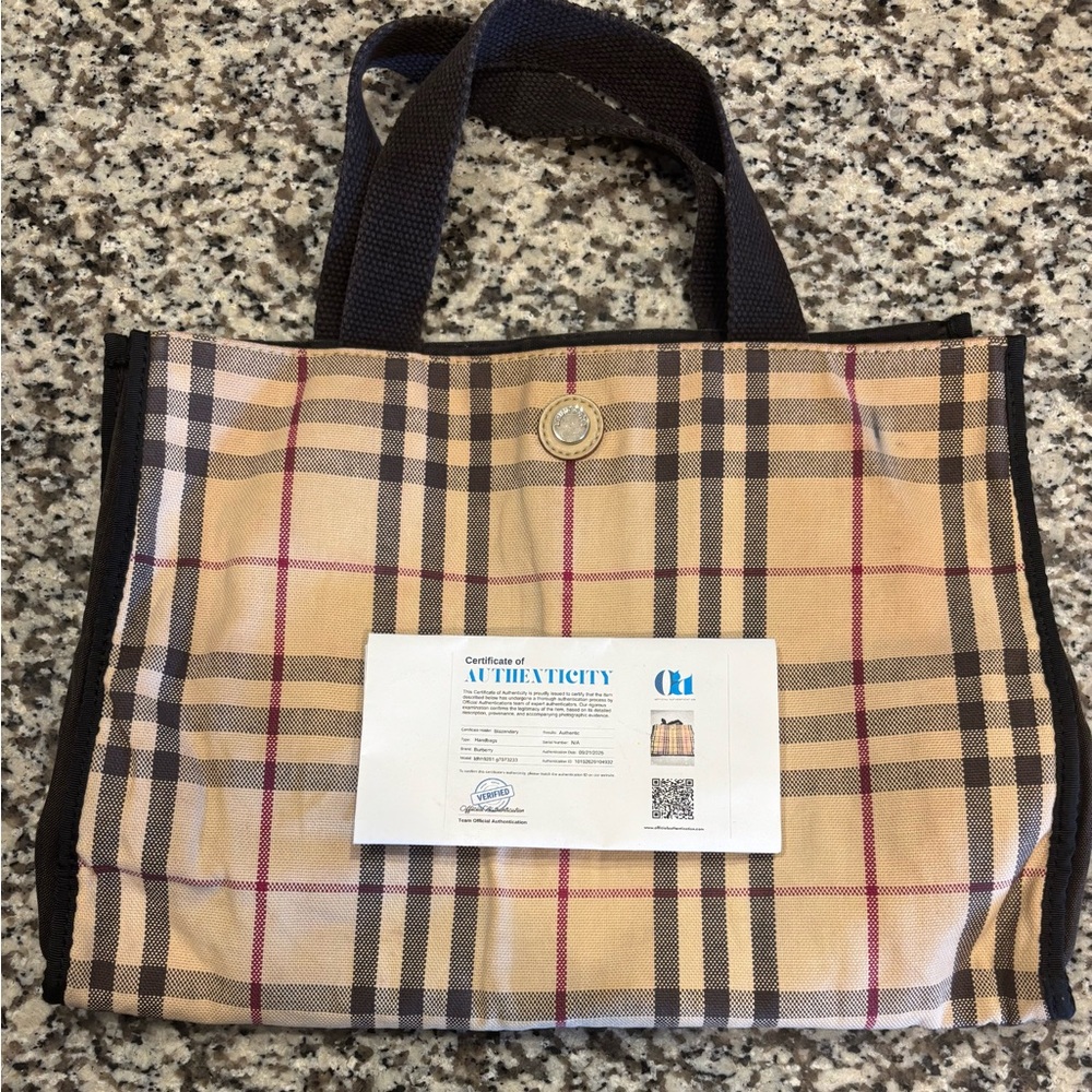 Burberry Vintage Check Tote Bag with COA